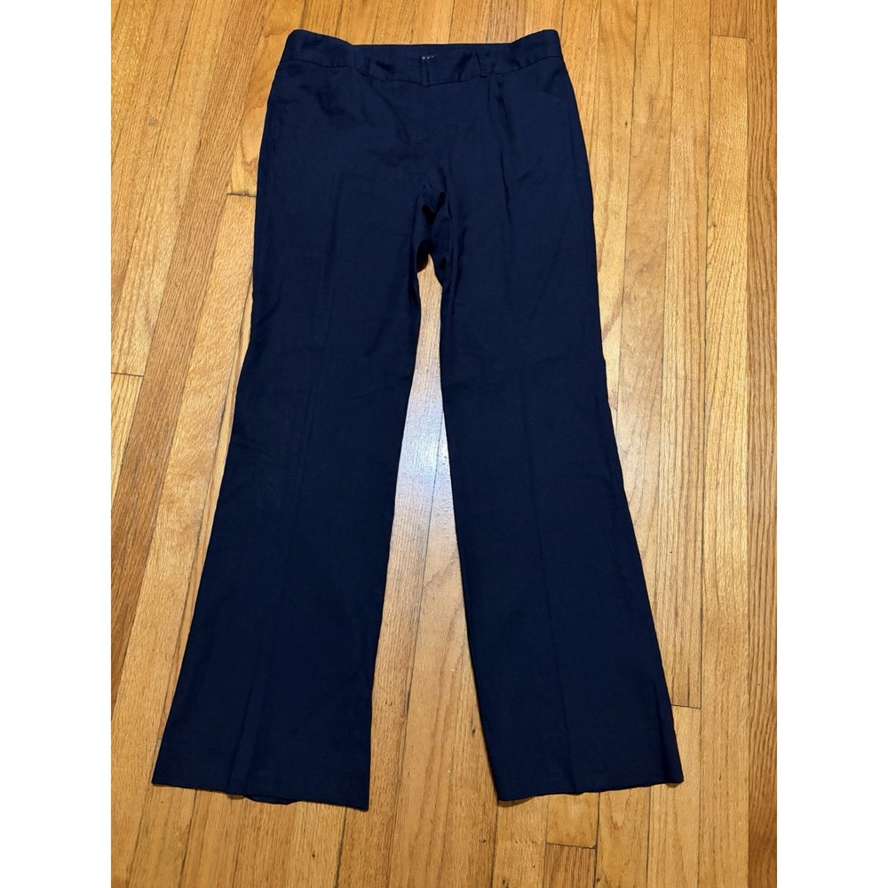 Theory Womens 10 Black Linen Blend Bootcut Pants M Office Career